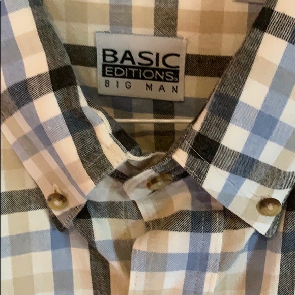 Basic Editions Big Man Long Sleeve Shirt Mens XLT Plaid - Picture 2 of 4